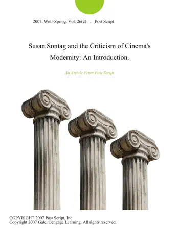 Susan Sontag and the Criticism of Cinema's Modernity by Post Script, book cover