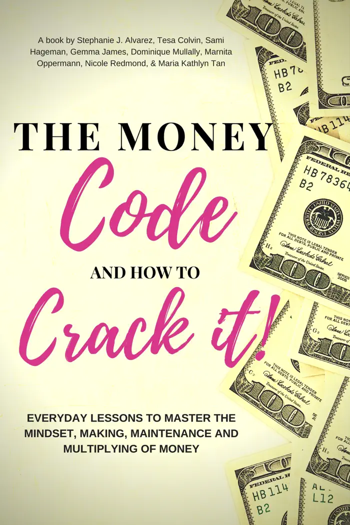 The Money Code and How To Crack It!: Everyday Lessons to Master the Mindset, Making, Maintenance and Multiplying of Money by Stephanie J. Alvarez, Tesa Colvin, Sami Hageman, Gemma James, Dominique Mullally, Marnita Oppermann, Nicole Redmond & Maria Kathlyn Tan, book cover