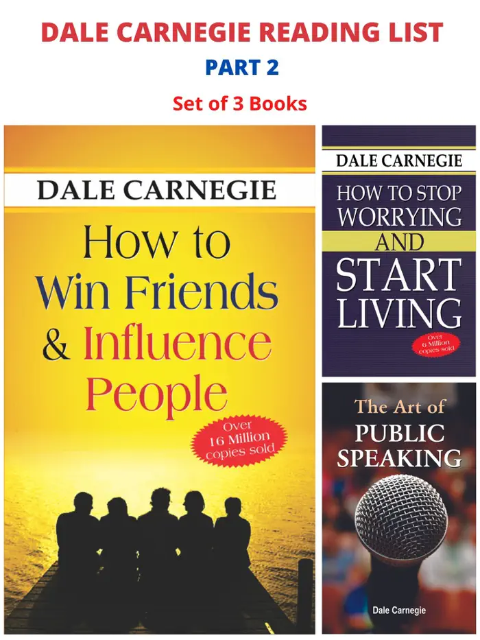 Dale Carnegie Reading List Part 2: Set Of 3 Books How To Win Friends How To Win Friends & Influence People/ How To Stop Worrying And Start Living/ The Art Of Public Speaking by Dale Carnegie, book cover