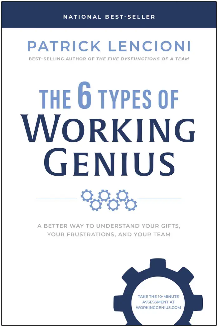The 6 Types of Working Genius by Patrick Lencioni, book cover