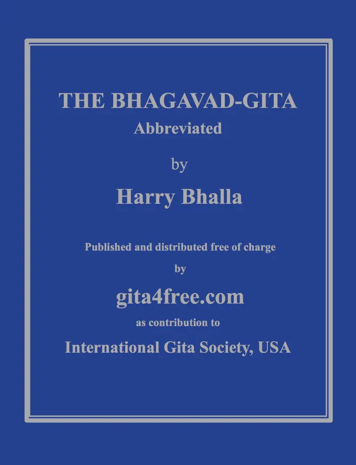The Bhagavad-Gita Abbreviated by Harry Bhalla, book cover